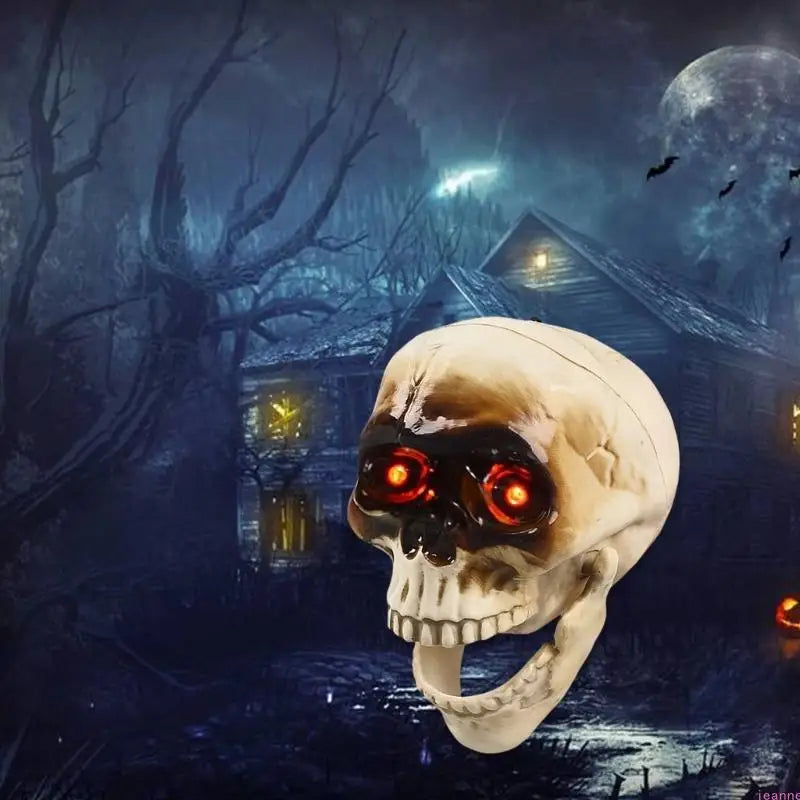 Animated Halloween Skeleton Head with Flashing Eyes - product detail 3