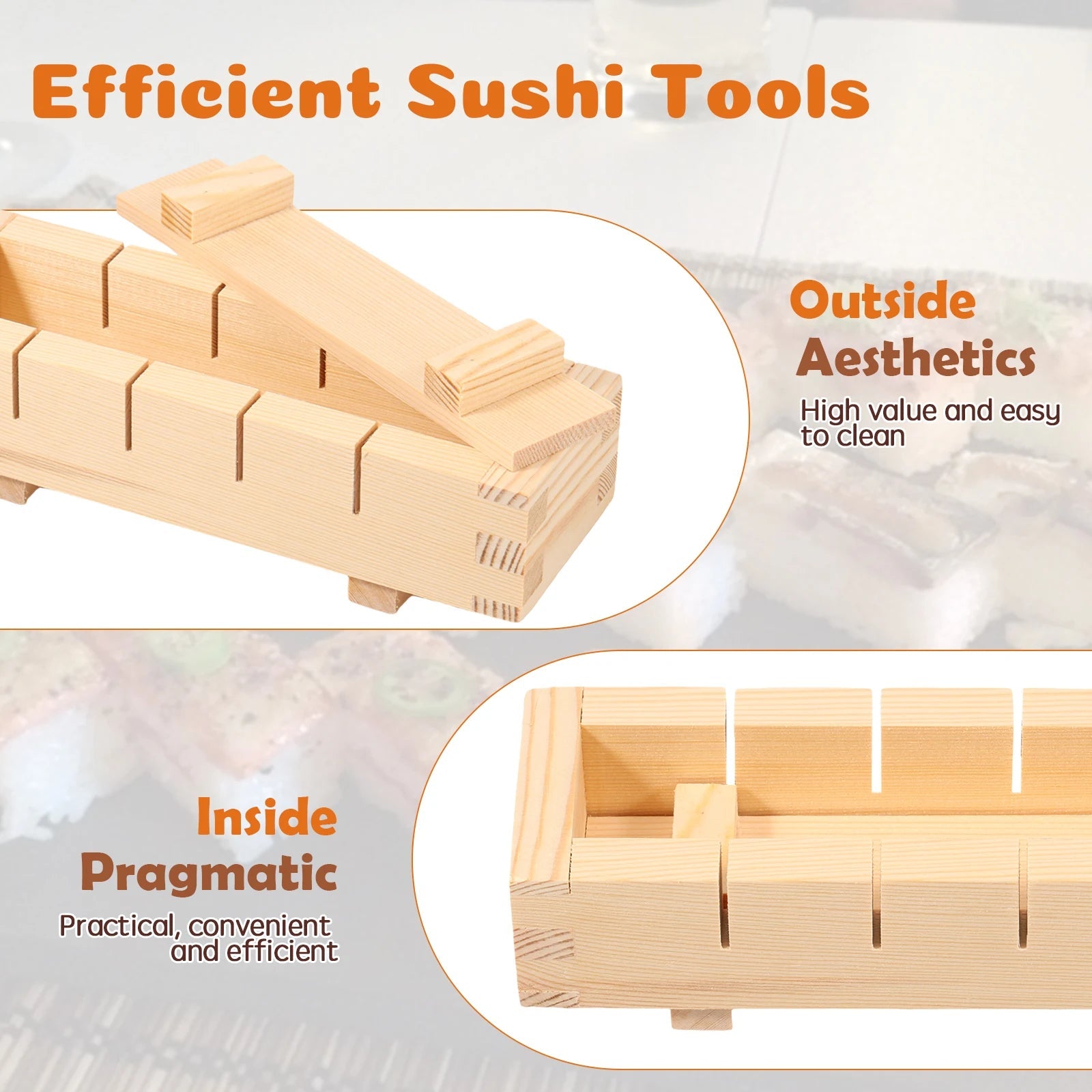 Wooden Sushi Maker Press Mold for Sushi & Kimbap - product detail 5