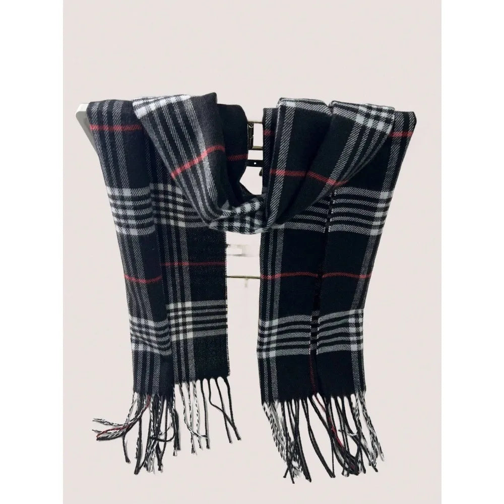 Plaid Cashmere Feel Winter Scarf and Neck Warmer - product detail 3