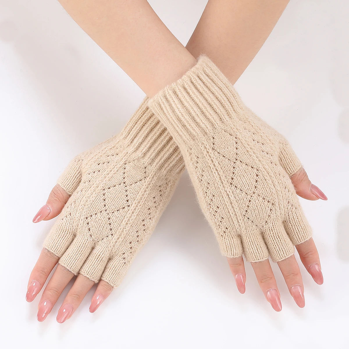 Soft Knit Fingerless Gloves for Winter - product detail 4