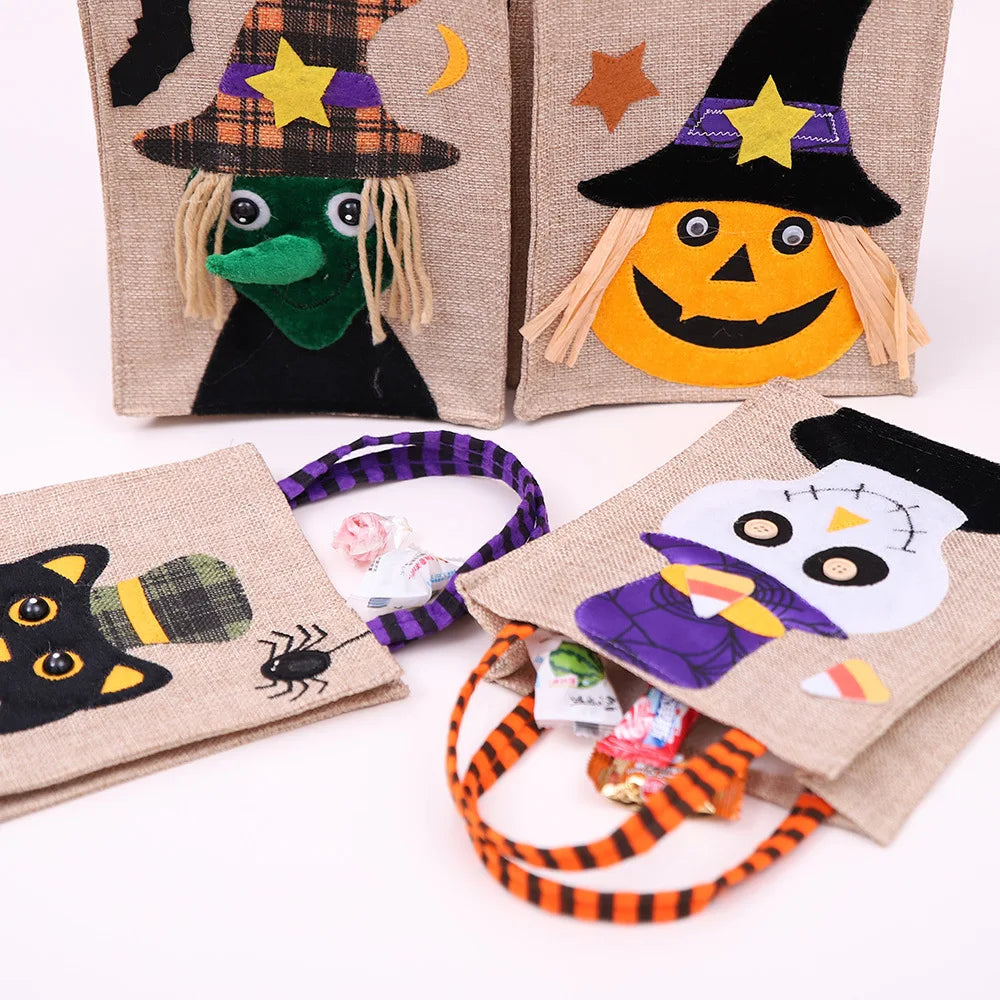 Halloween Treat Bag with Pumpkin Cat Witch and Skull - product detail 4