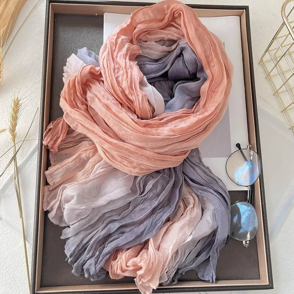 Soft Gradient Cotton Shawl Ladies Winter Scarf - product detail 4