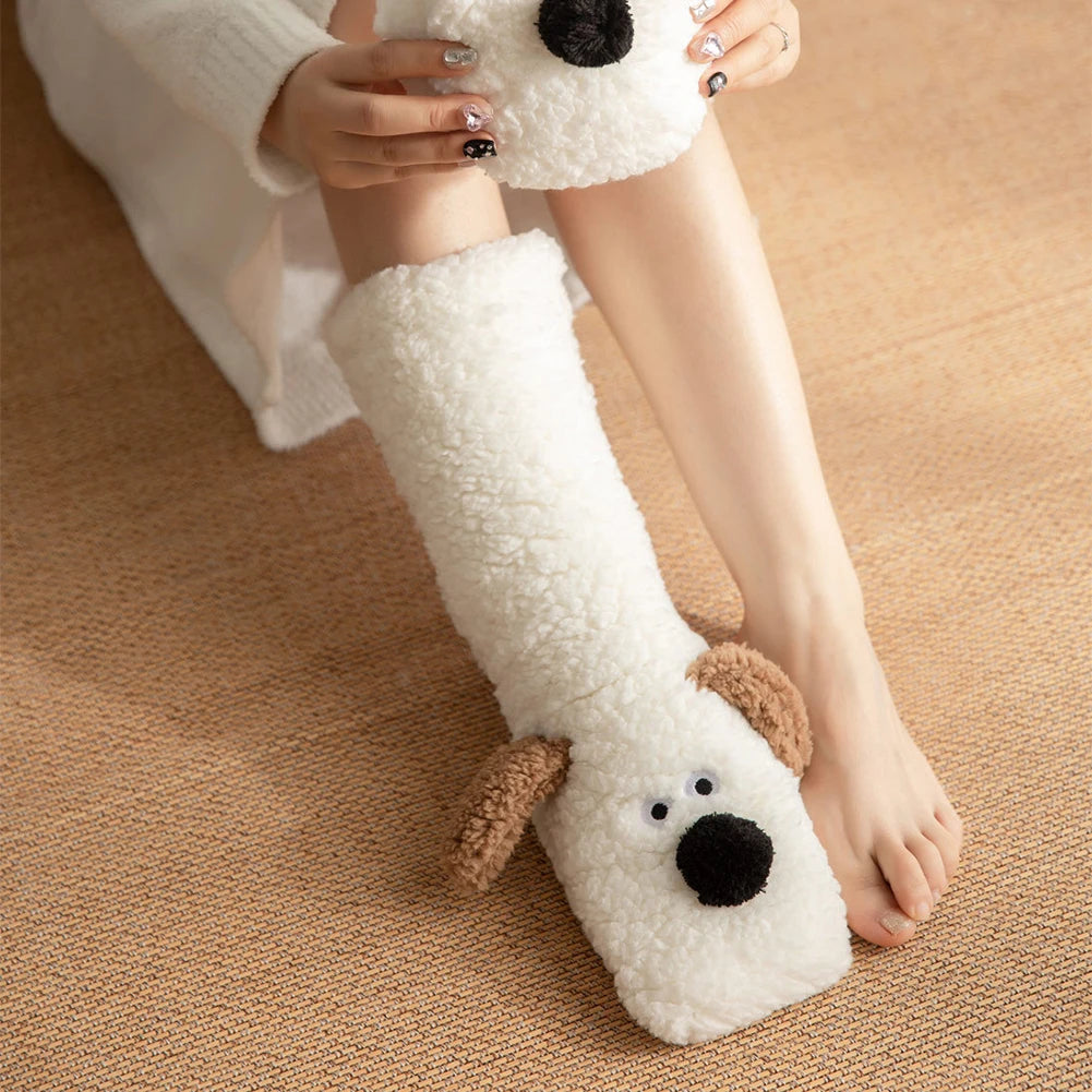 Cute Dog Fuzzy Socks Winter Leg Warmer - product detail 3