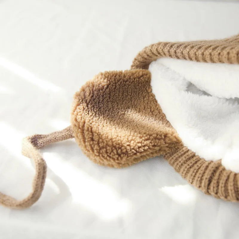 Kids Knit Beanie Winter Hat with Earflaps - product detail 5