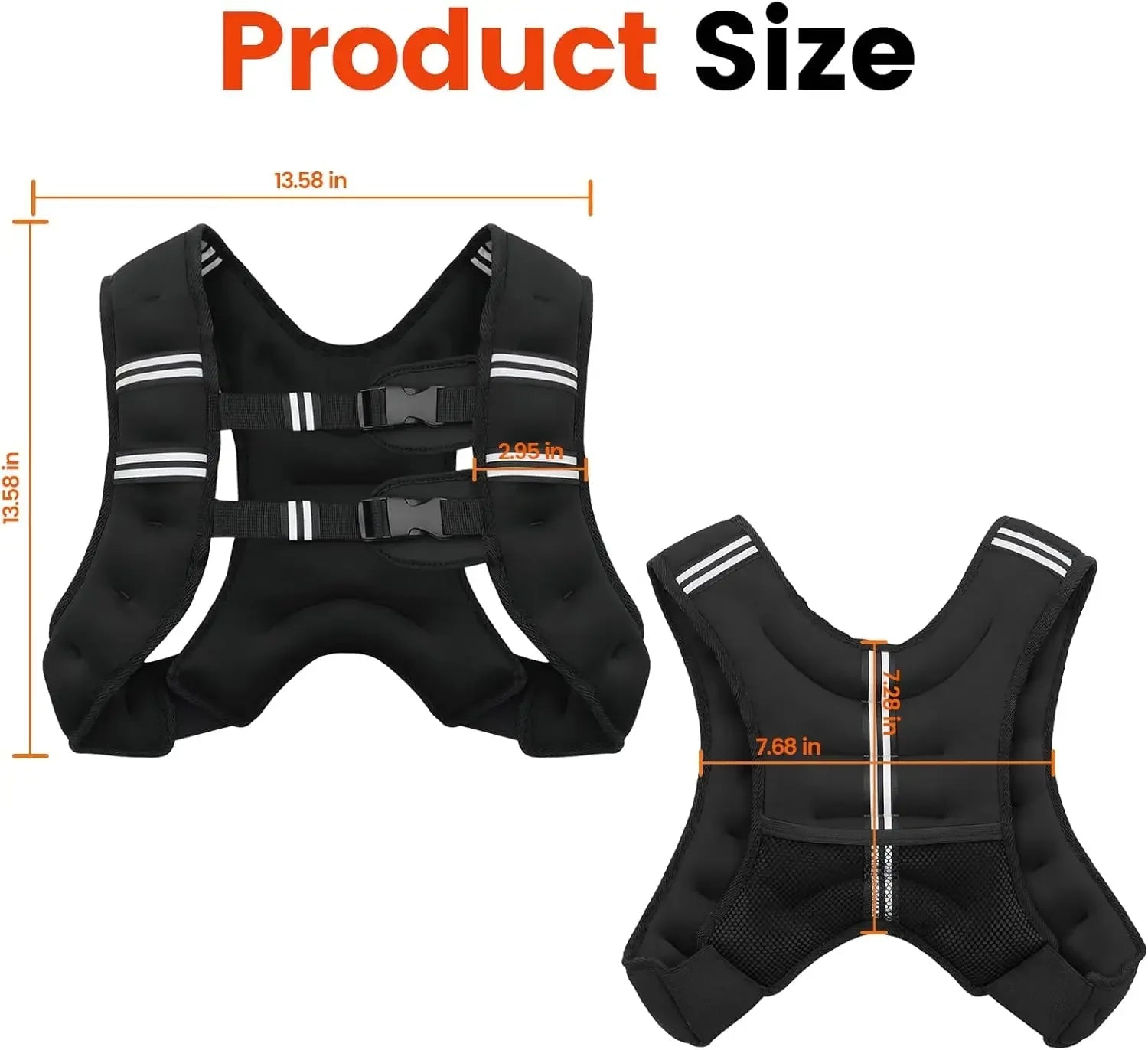 Adjustable Weighted Vest with Reflective Stripes - product detail 3