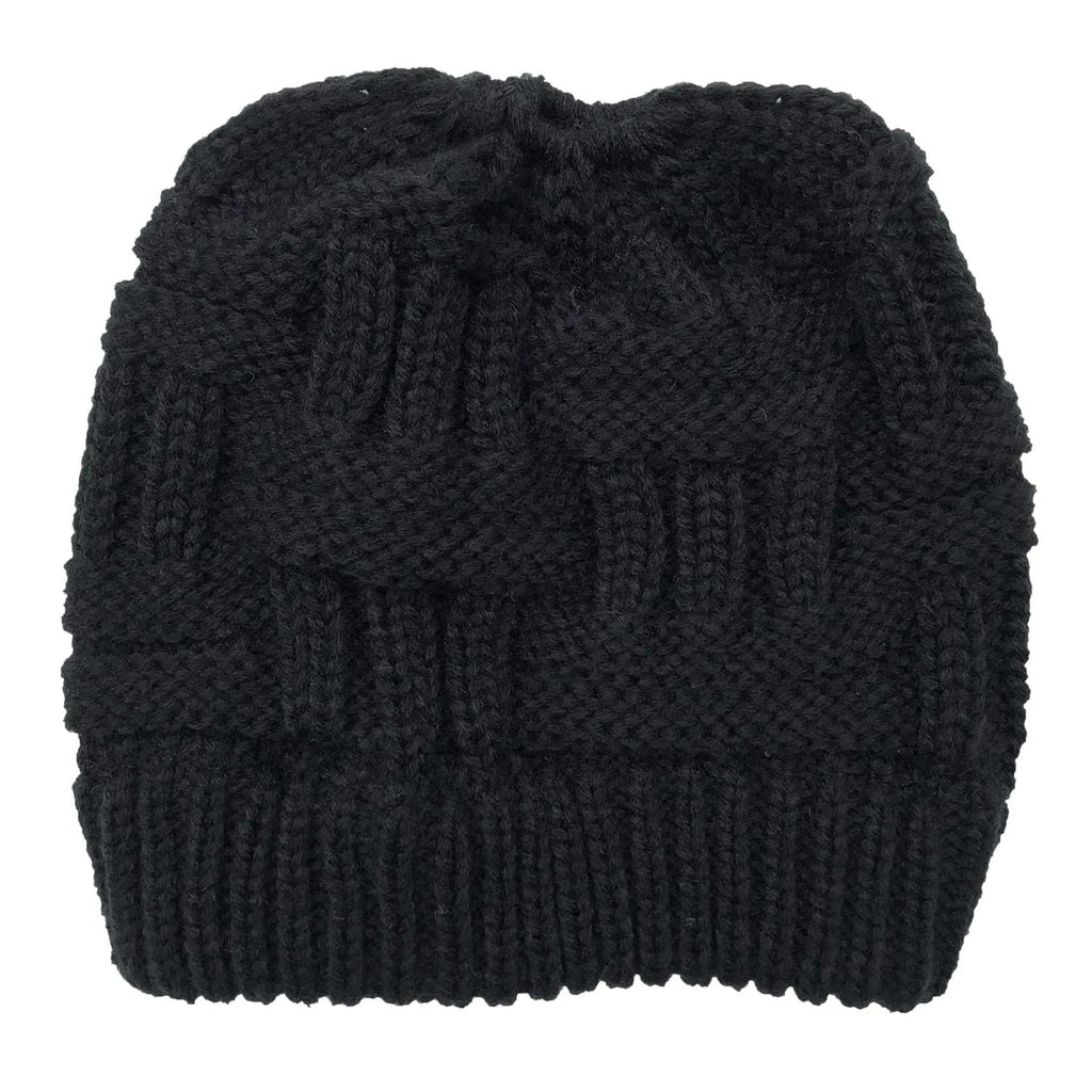 Women Winter Knit Beanie Ponytail Knit Hat - product detail 3
