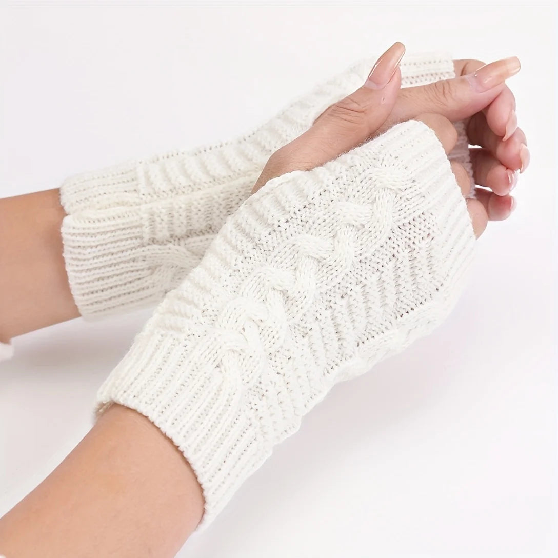 Knit Womens Winter Fingerless Gloves - product detail 5
