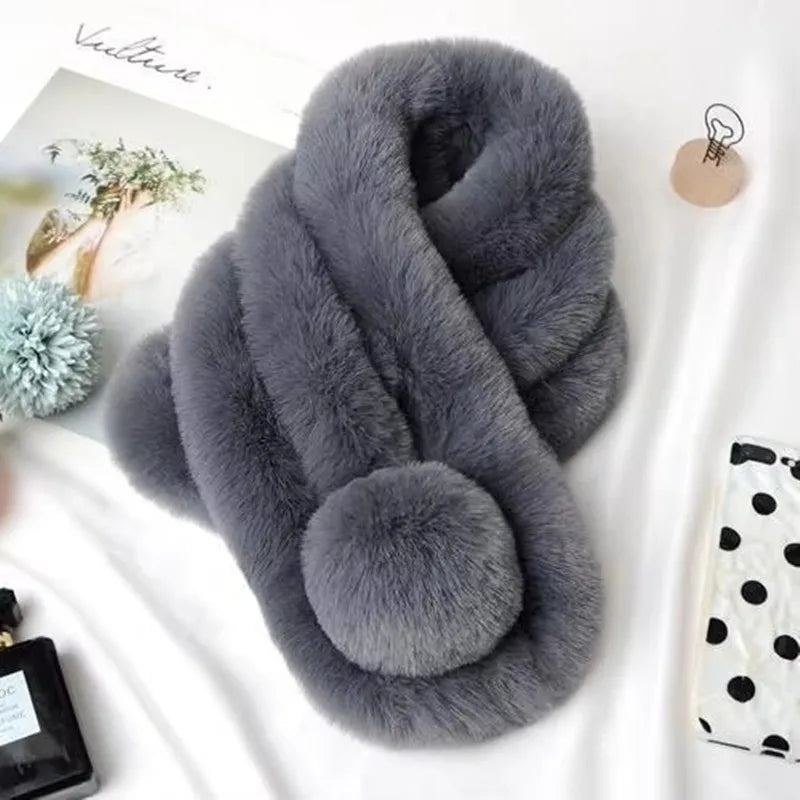 Plush Faux Fur Winter Scarf - product detail 9