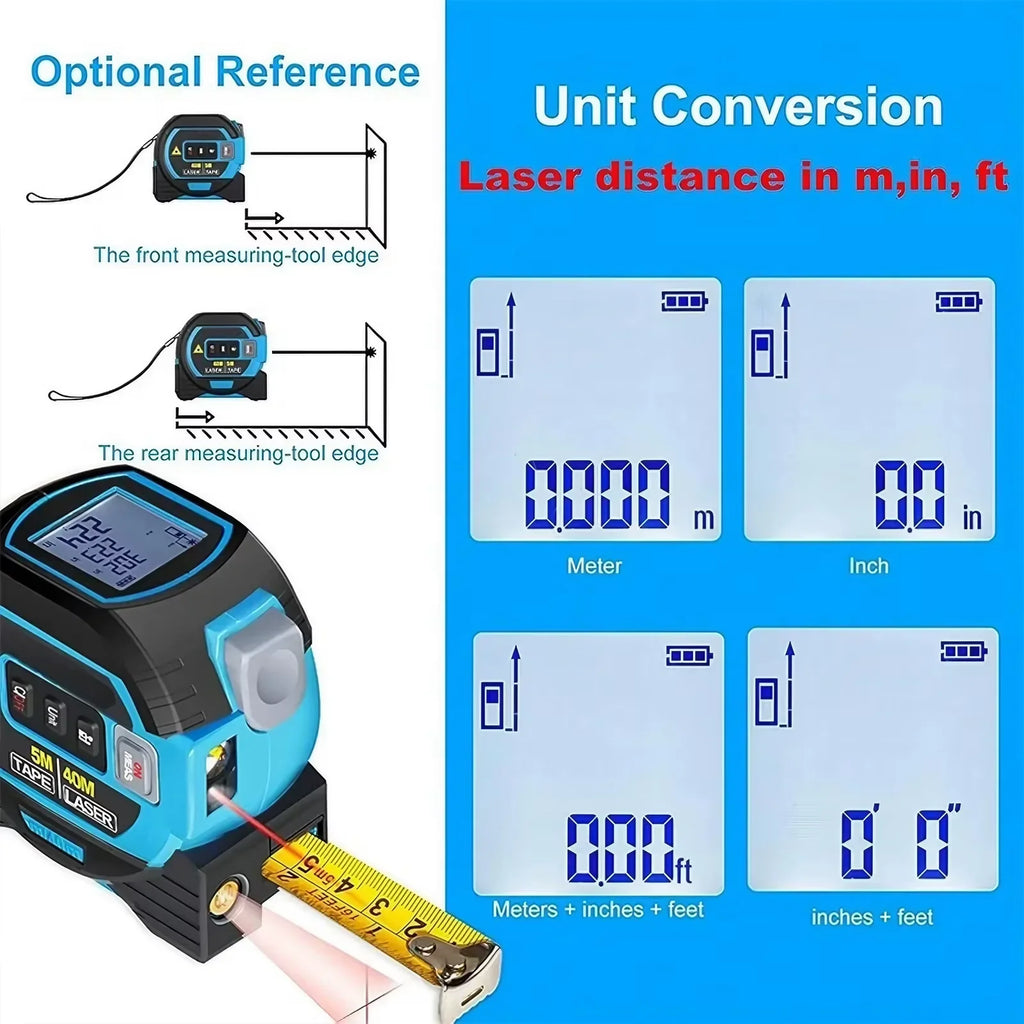 3-In-1 Laser Tape Measure 40/60M Meters Infrared - product image 6