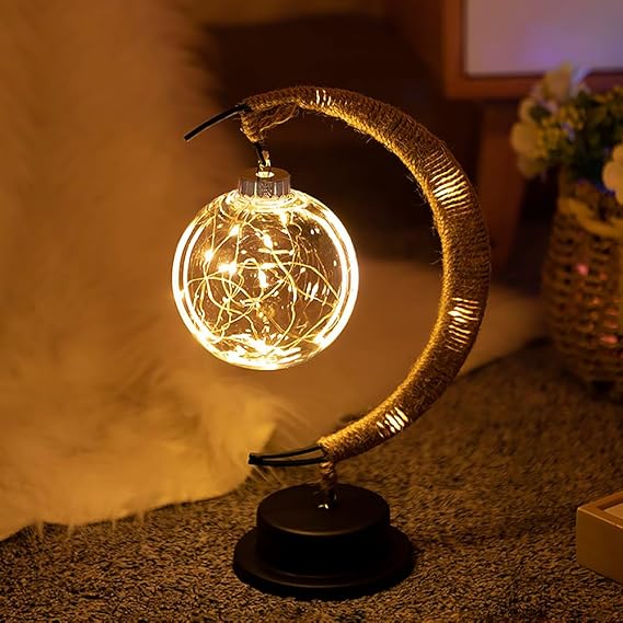 Lámpara de mesa decorativa con iluminación ambiental de brillo lunar