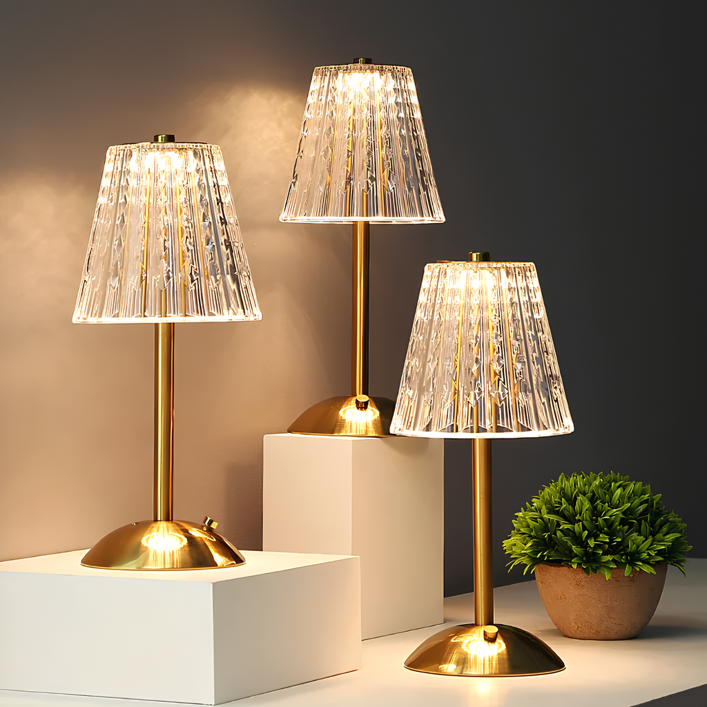 Lámpara de mesa inalámbrica con control táctil y luz ambiental LED