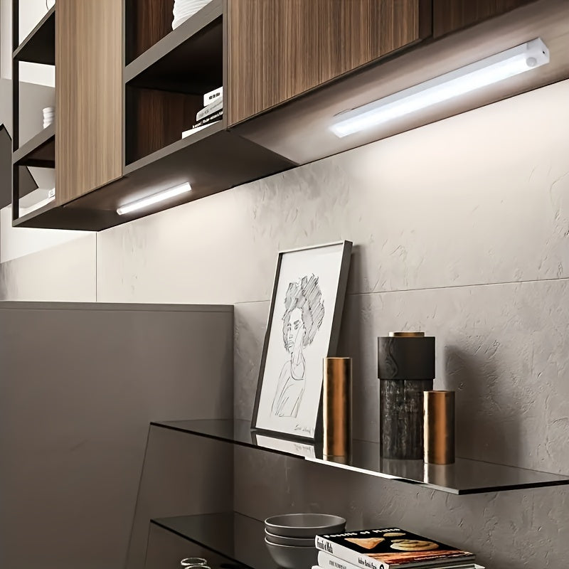 Luz LED inalámbrica activada por movimiento, tira de luz recargable para interiores