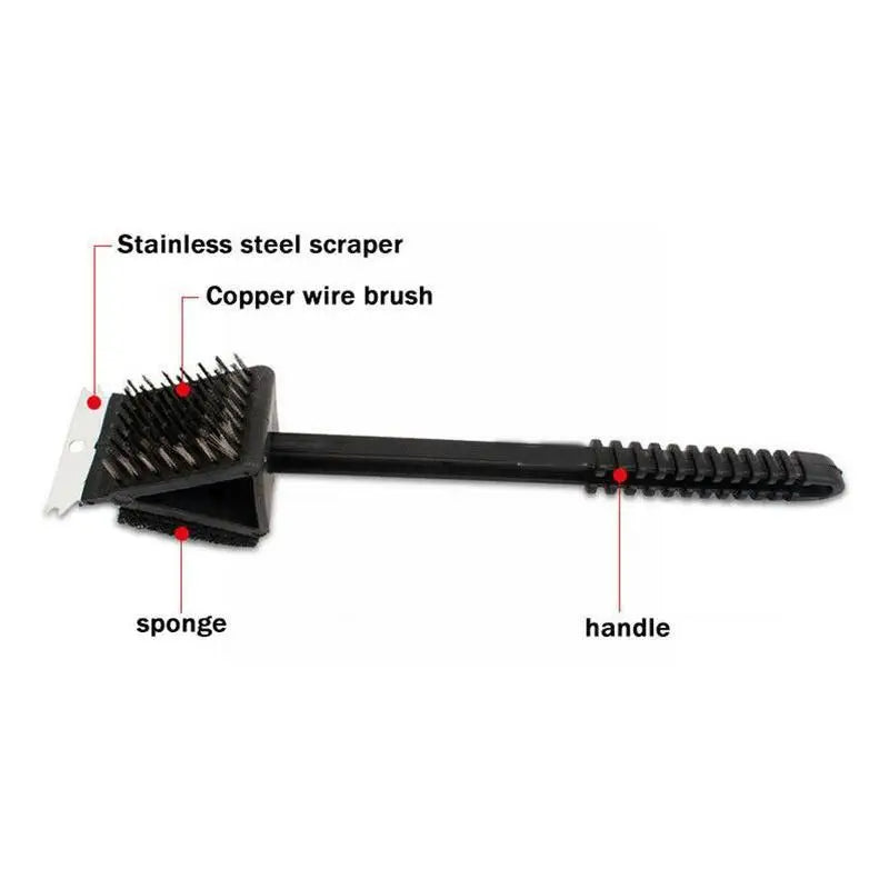 3 in 1 Barbecue Grill Brush with Scraper and Sponge - product detail 3