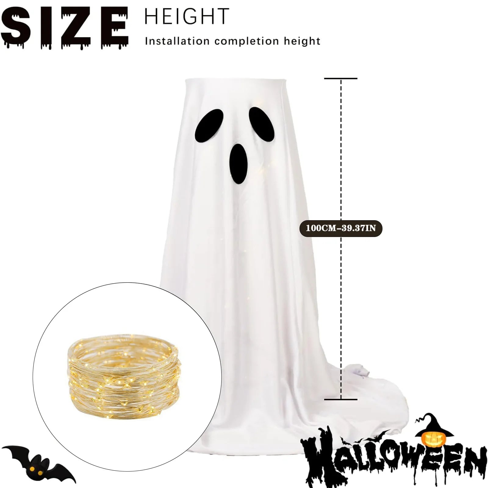 Lighted Halloween Candy Bowl Stand with Ghost Design - product detail 4