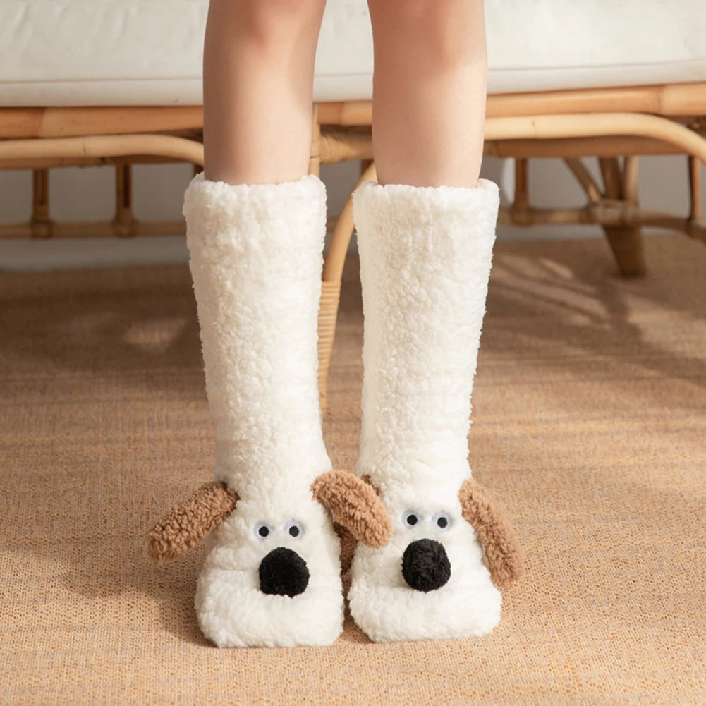 Cute Dog Fuzzy Socks Winter Leg Warmer - product detail 4