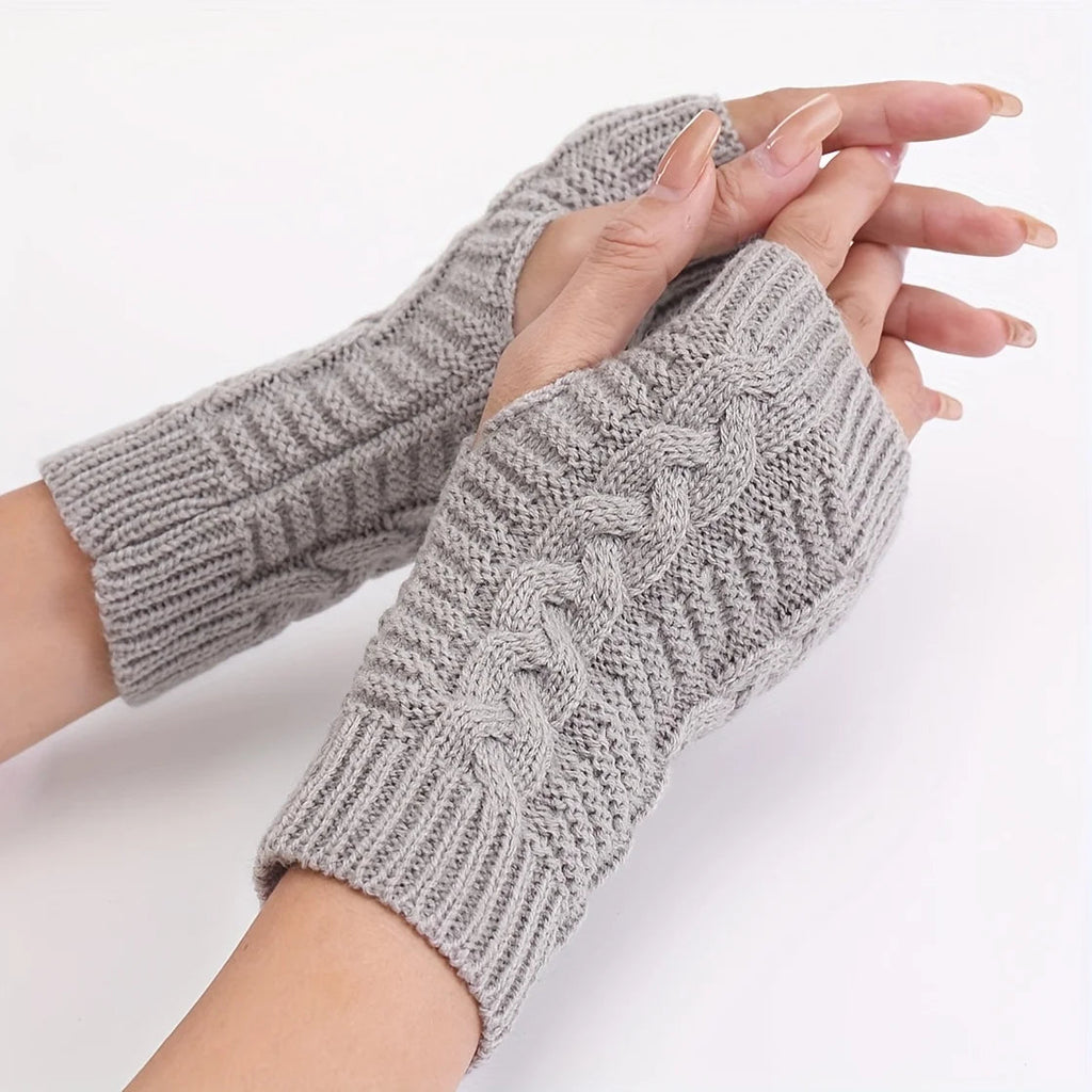 Knit Womens Winter Fingerless Gloves - product detail 6