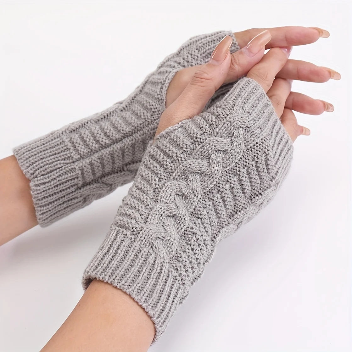 Knit Womens Winter Fingerless Gloves - product detail 6