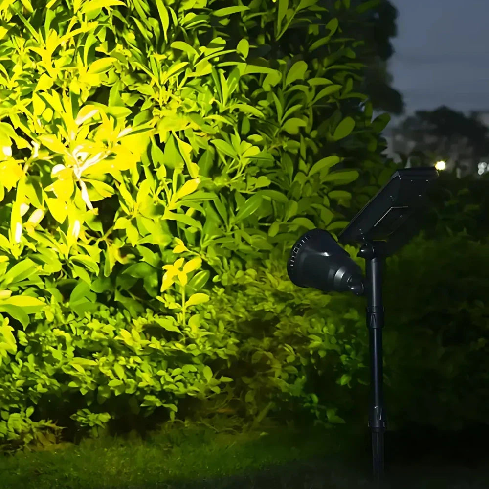 Luz solar LED para jardín exterior, foco ajustable e impermeable
