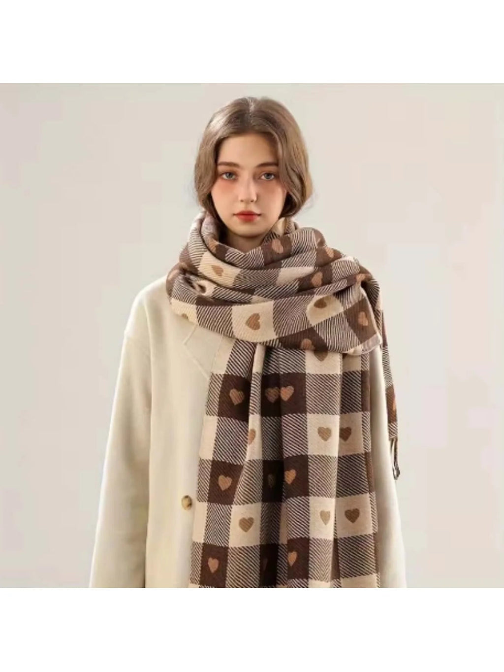 Cozy Checkered Winter Scarf Shawl - product detail 6
