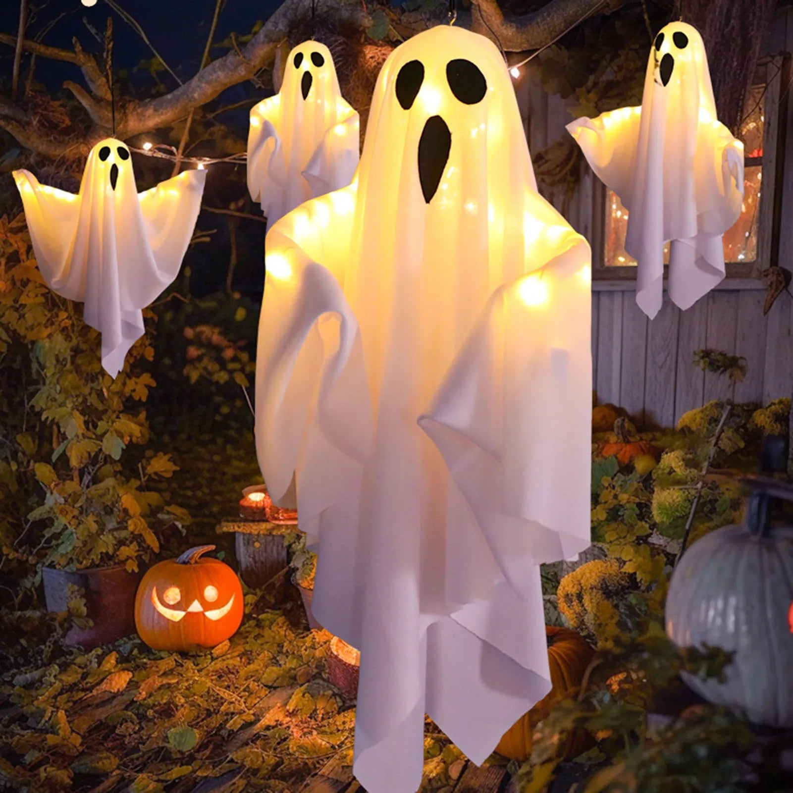NOMOVA Hanging Halloween Lighted Ghost Decor
