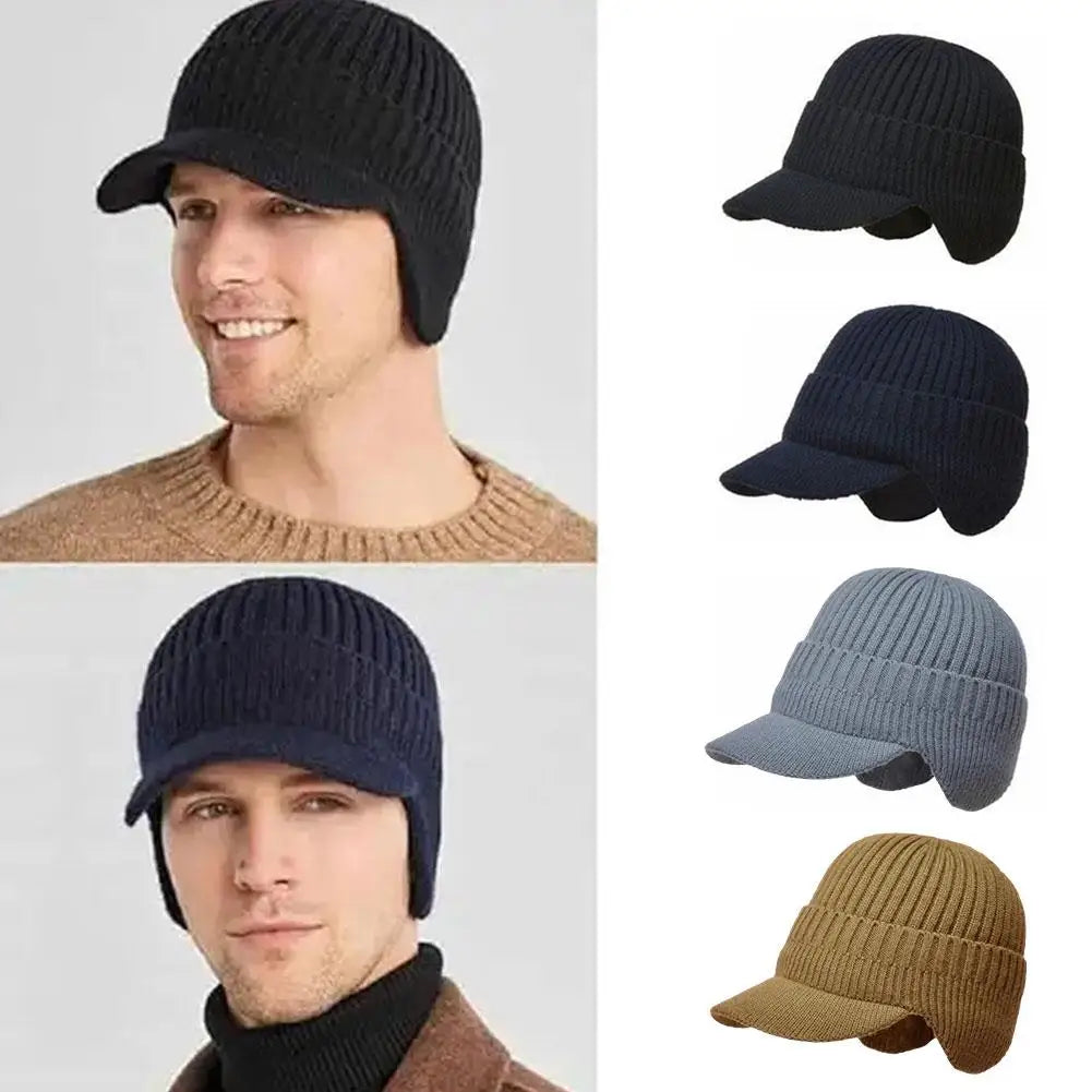 Men Knit Ear Cover Winter Hat - product detail 3