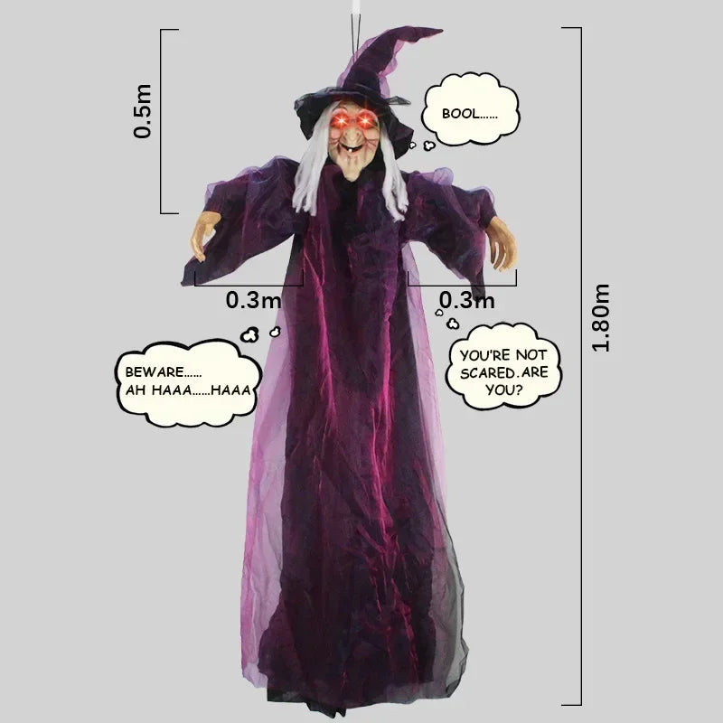 Animated Halloween Witch Decor with Sound and Glowing Eyes - product detail 4