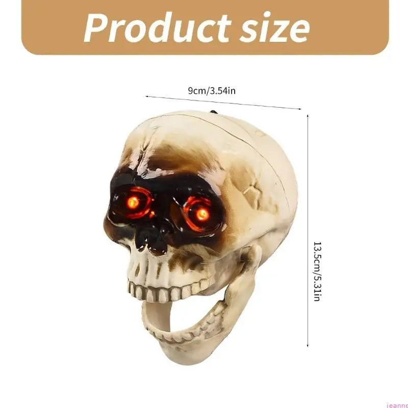 Animated Halloween Skeleton Head with Flashing Eyes - product detail 4