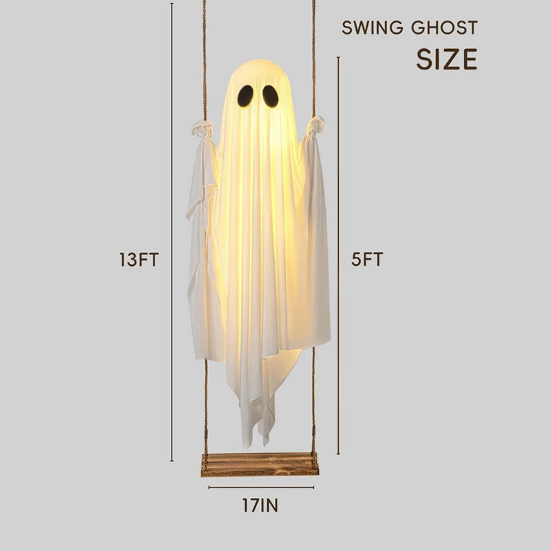 Outdoor Lighted Ghost Halloween Decoration with Swing - product detail 4