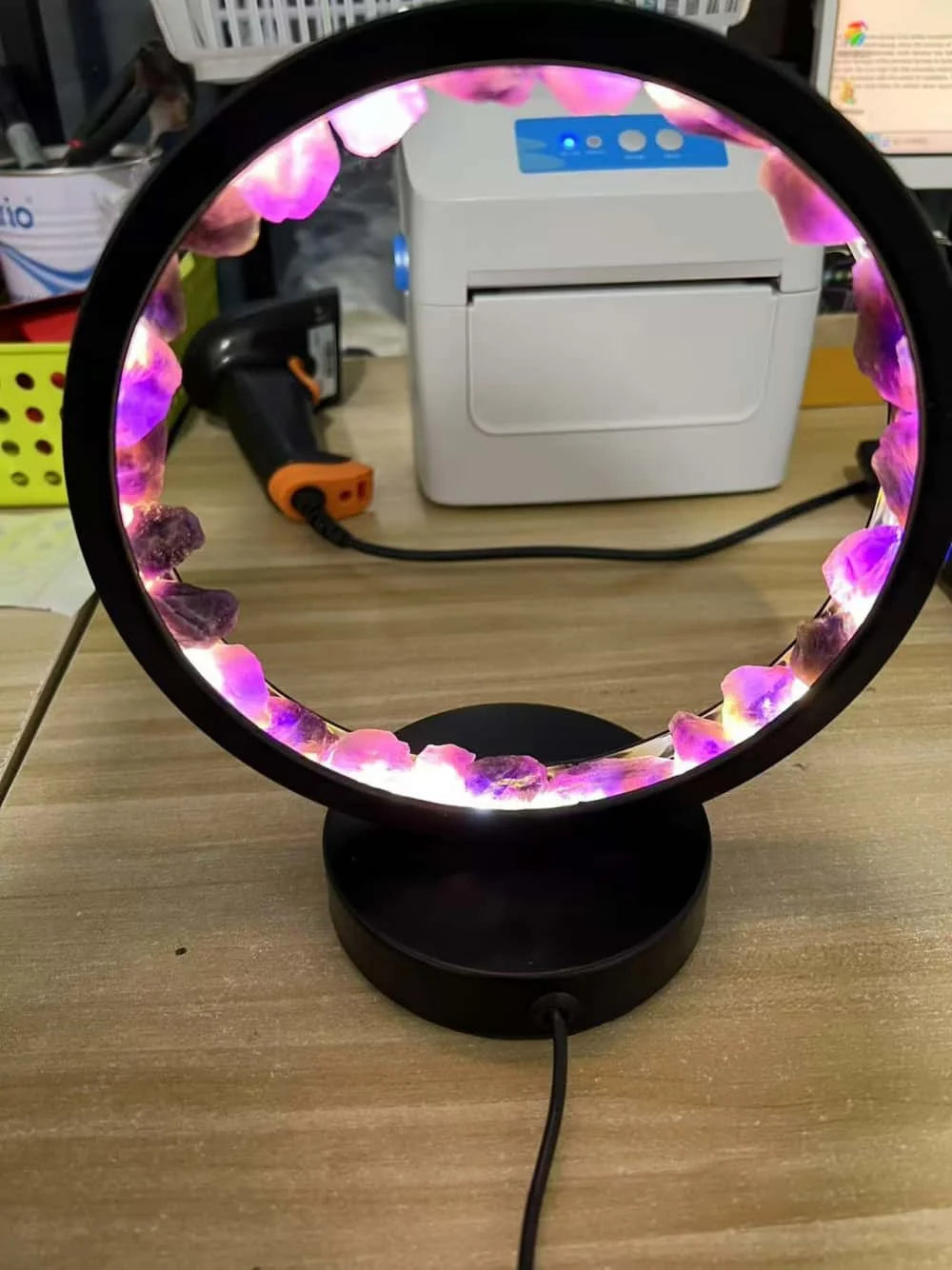 NOMOVA Healing Stone Night Lamp with Crystal Column Design