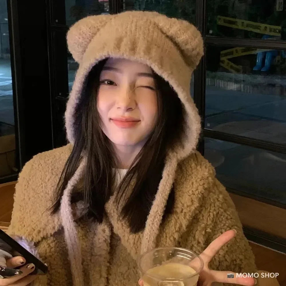 Cute Bear Ear Winter Hat - product detail 3