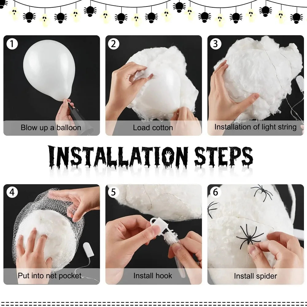 Light Up Spider Egg Sacs Halloween Decor Hanging Prop - product detail 6