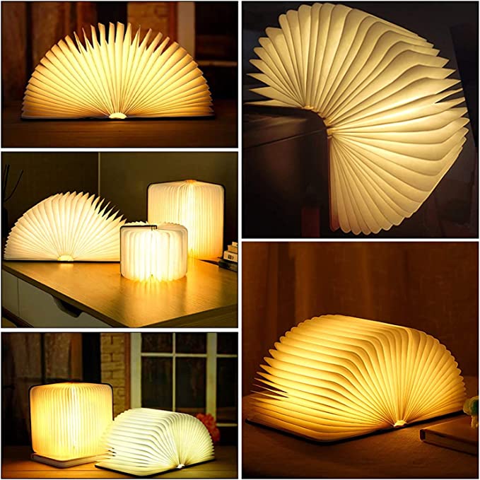 Luz nocturna LED decorativa en forma de libro recargable por USB