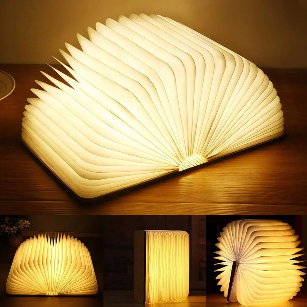 Luz nocturna LED decorativa en forma de libro recargable por USB