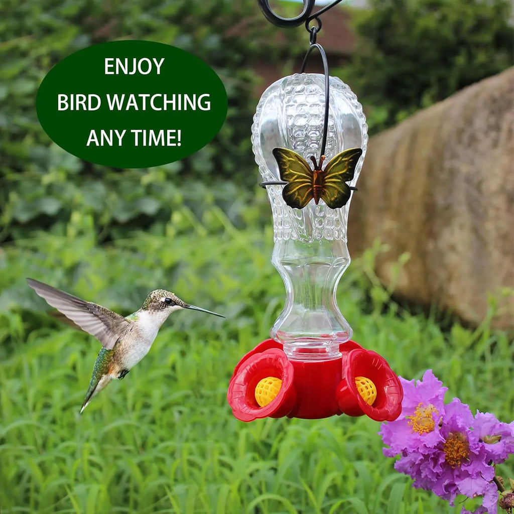 Flowers Glass Hummingbird Feeder With Ant Moat - product detail 2