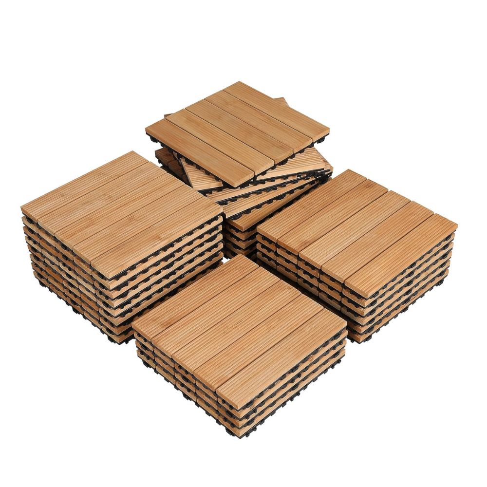 NOMOVA Interlocking Outdoor Patio Wood Flooring Deck Tiles 27Pcs