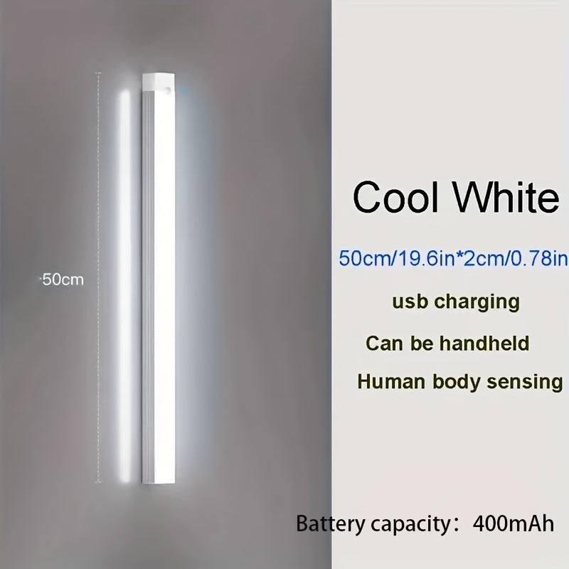 Luz LED inalámbrica activada por movimiento, tira de luz recargable para interiores