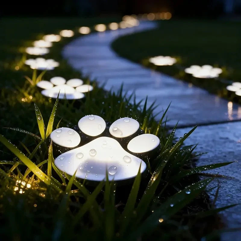 Luz de camino con huella de animal, decoración ecológica para jardín con energía solar