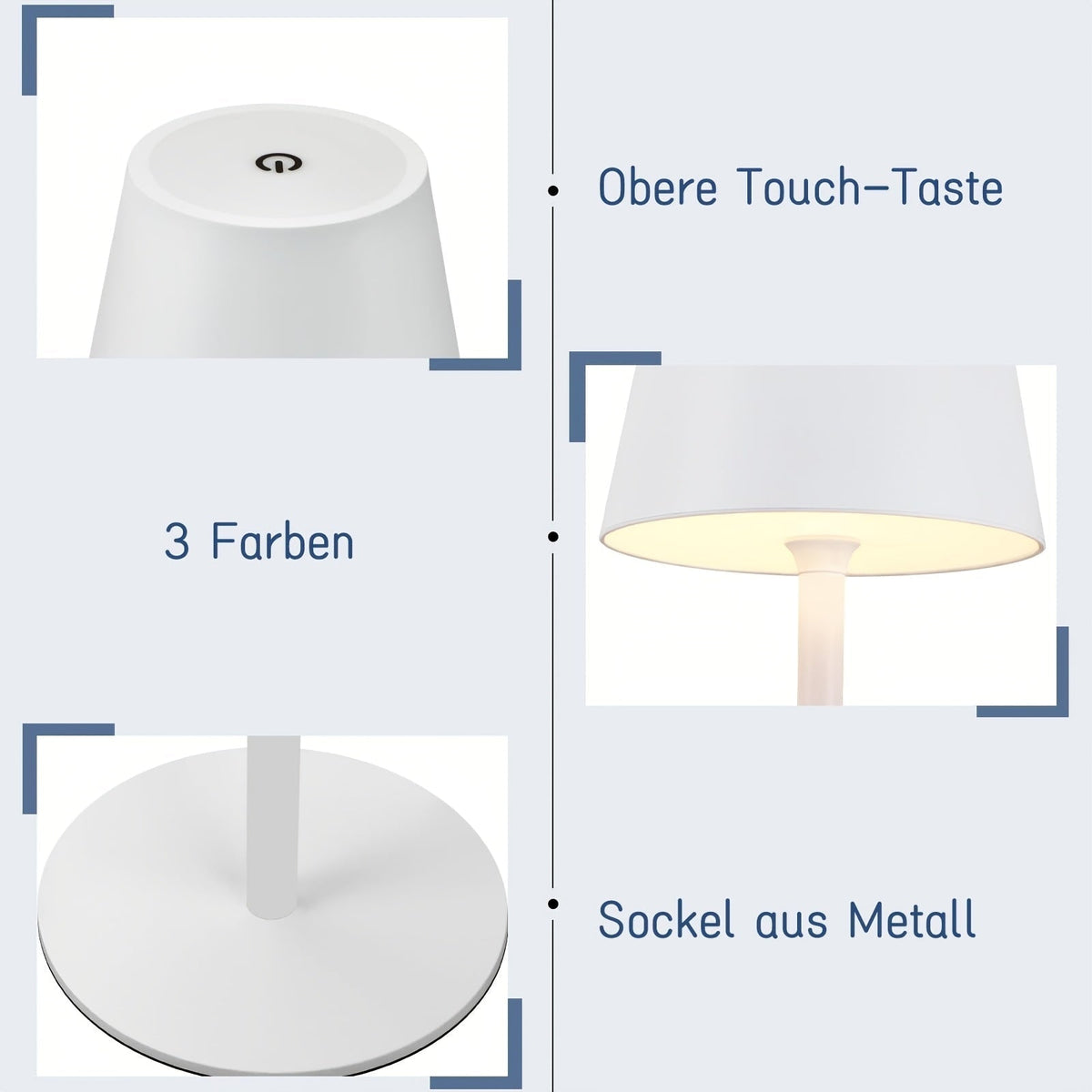 Lámpara táctil LED portátil recargable para mesas