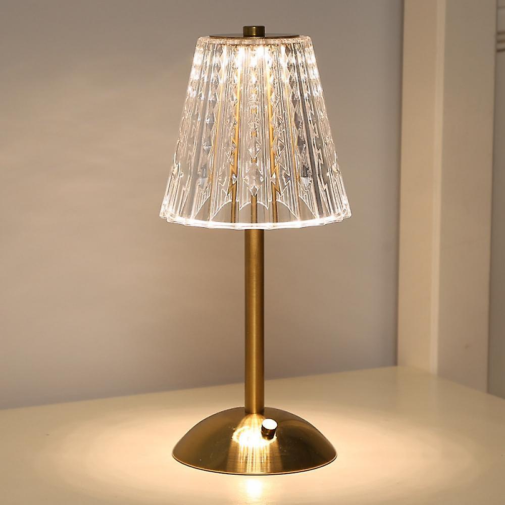 Lámpara de mesa de cristal decorativa con luz dorada para interiores modernos