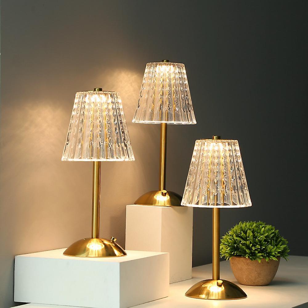 Lámpara de mesa de cristal decorativa con luz dorada para interiores modernos