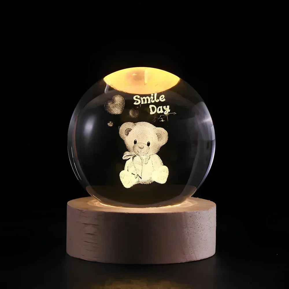 Lámpara nocturna de esfera de cristal LED con exhibición cósmica 3D de planetas
