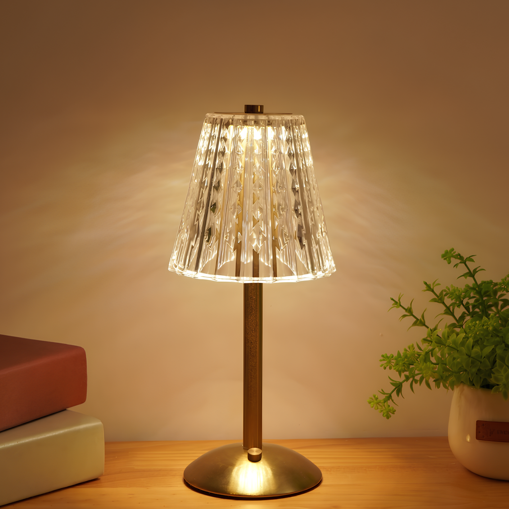 Lámpara de mesa inalámbrica con control táctil y luz ambiental LED