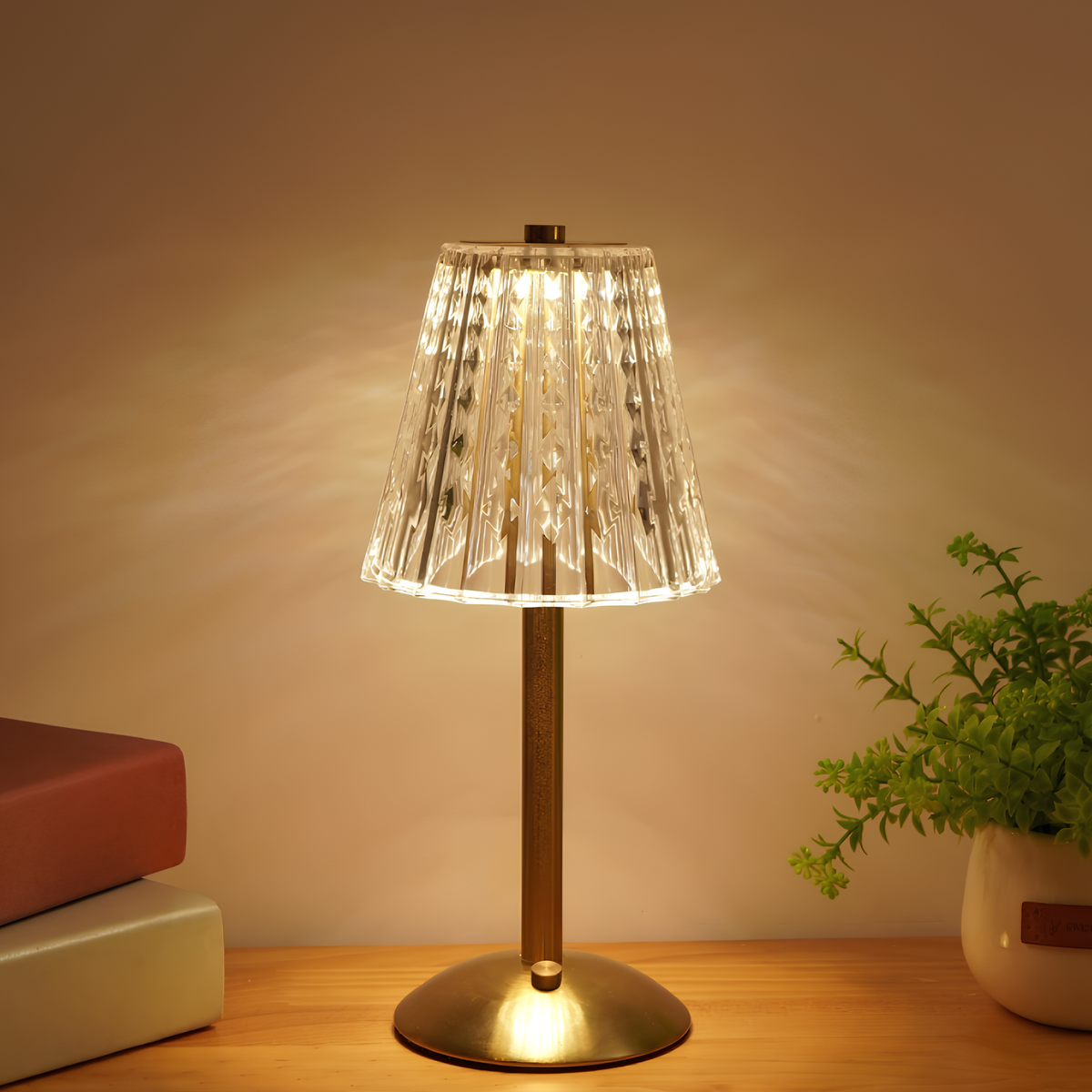 Lámpara de mesa inalámbrica con control táctil y luz ambiental LED