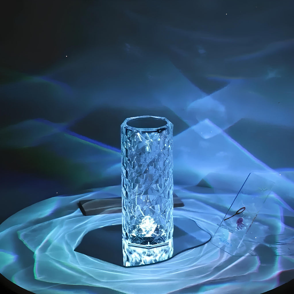 Lámpara LED de cristal elegante con 16 opciones de color y control remoto