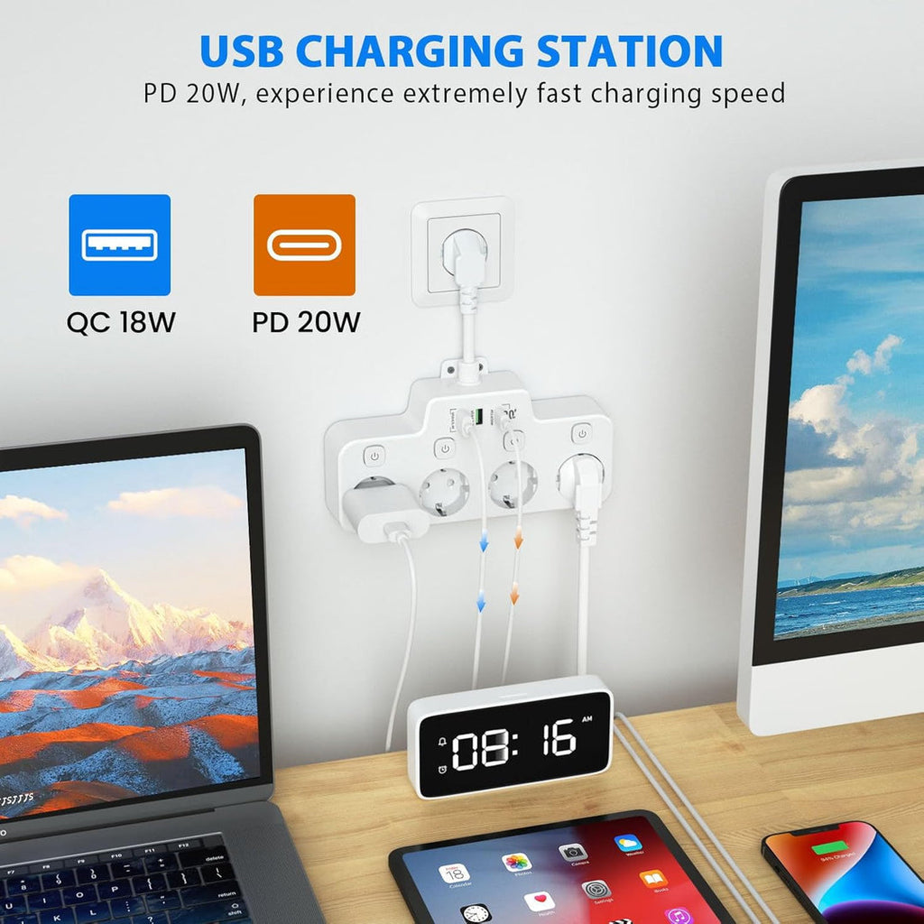 Wall-mounted Power Strip With Independent Switch - 2 USB - product detail 6