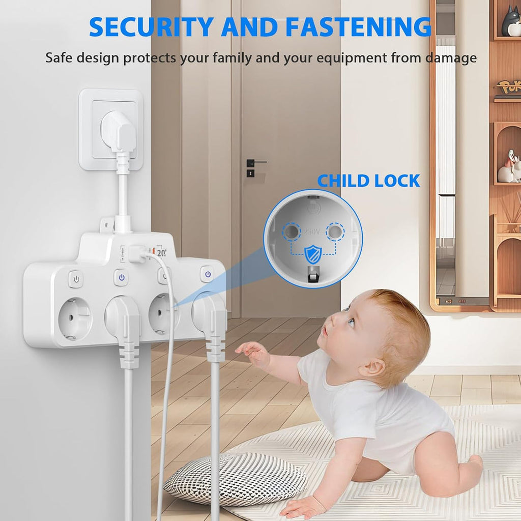 Wall-mounted Power Strip With Independent Switch - 2 USB - product detail 7