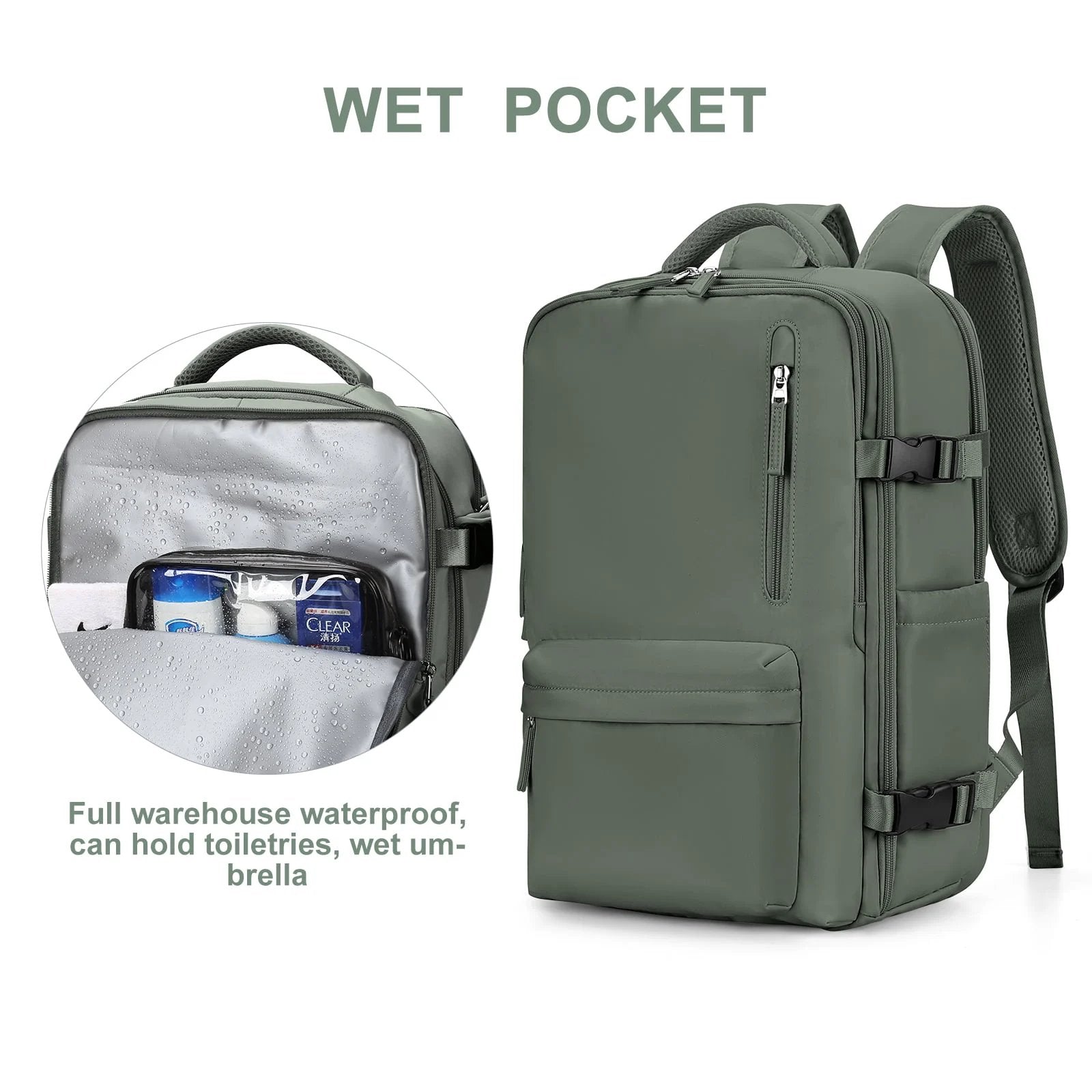 Women's large waterproof hiking backpack - product detail 5