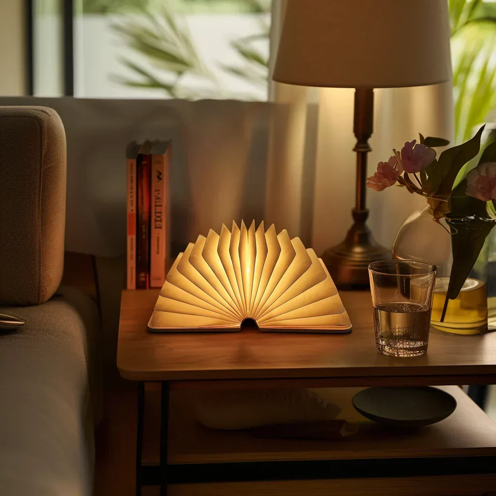 Luz nocturna LED decorativa en forma de libro recargable por USB