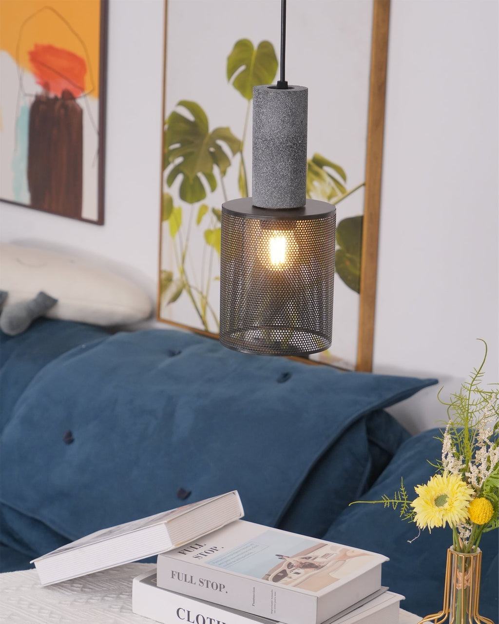 Lámpara colgante de diseño cilíndrico industrial minimalista
