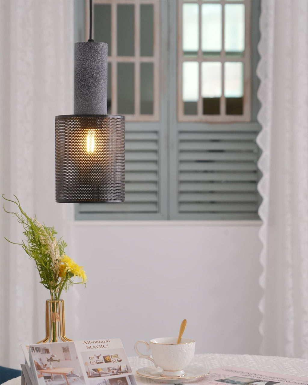 Lámpara colgante de diseño cilíndrico industrial minimalista